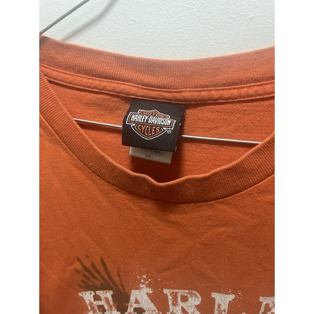 Harley Davidson Shirt Men's Size Large Orange Y2K 2008 Short Sleeve Eagle MI - Picture 3 of 6